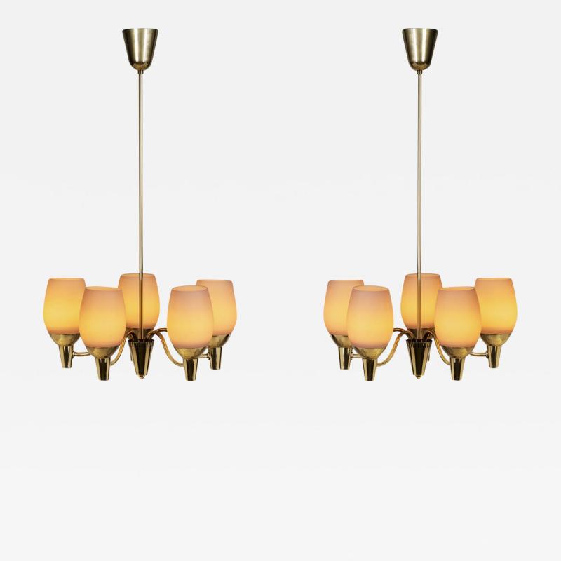 Mauri Almari Pair of Mauri Almari 51168 Chandeliers for Idman Oy Finland 1950s