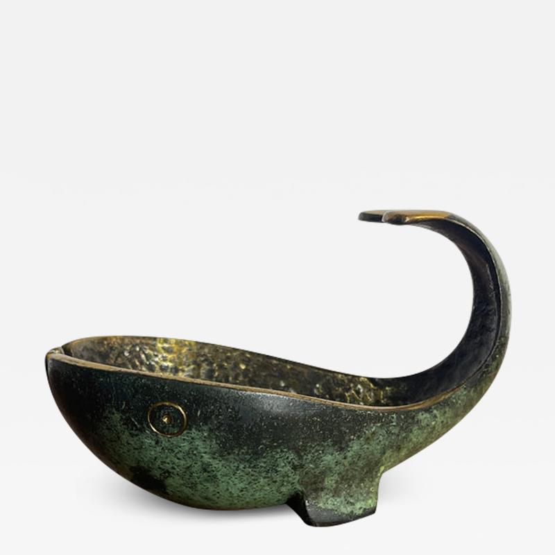 Maurice Ascalon Pal Bell Whale Brass and Enamel Ashtray Catchall by Maurice Ascalon