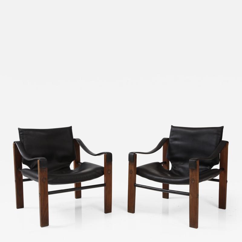 Maurice Burke Pair of Black Safari Chairs by Maurice Burke for Arkana