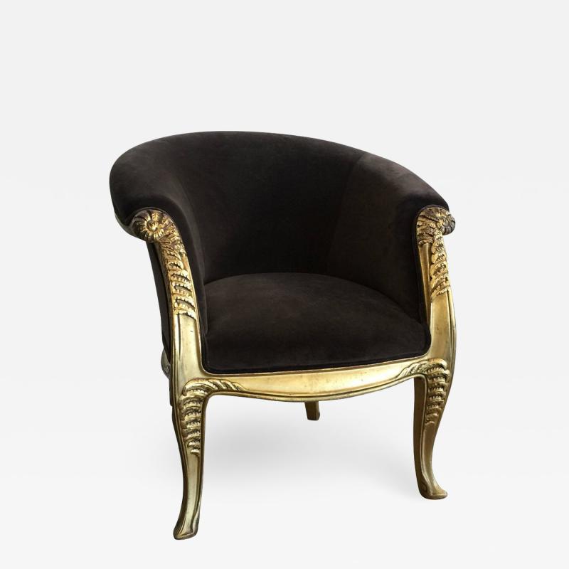 Maurice Dufr ne Gilded Lounge Chair