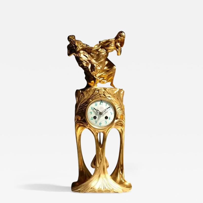 Maurice Dufr ne Maurice Dufr ne and F lix Voulot Gilt Bronze Art Nouveau Clock