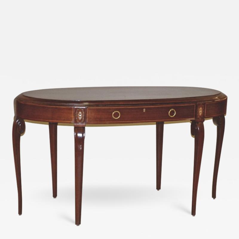 Maurice Dufr ne Maurice Dufrene oval center console table with marquetry