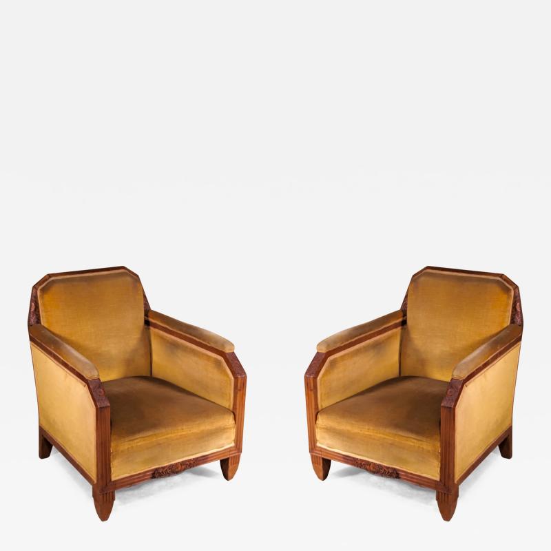 Maurice Dufr ne Maurice Dufrene pair of Cubist inspired club chairs