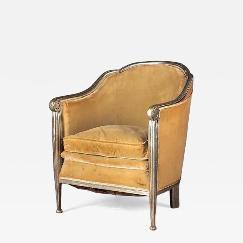 Maurice Dufr ne Maurice Dufrene single silver leaf armchair