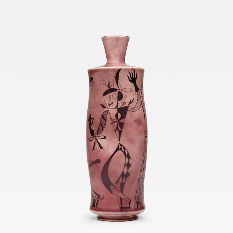 Maurice Gensoli Manufacture de Sevres Vase by Maurice Gensoli Commedia dellarte after Debarre