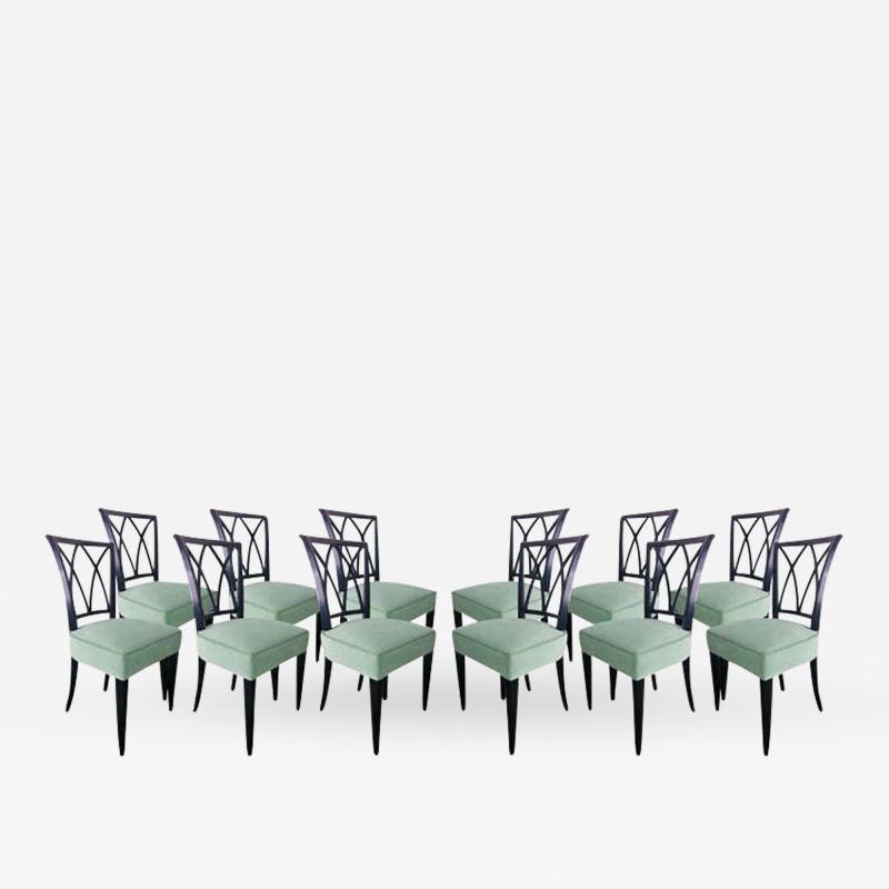 Maurice Hirsch Maurice Hirsch Exceptionnal 1940s Set of 12 Chairs Newly Upholstered