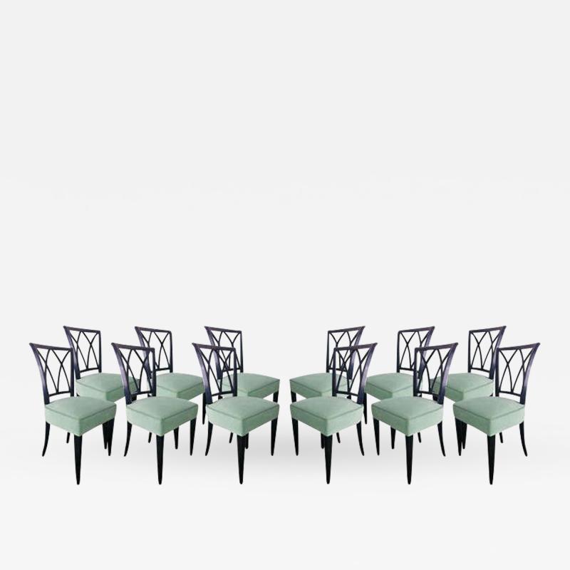 Maurice Hirsch Maurice Hirsch Exceptionnal 1940s Set of 12 Chairs Newly Upholstered