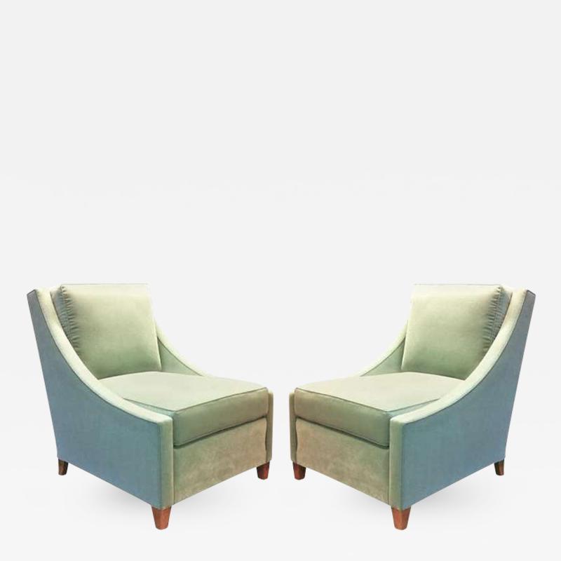 Maurice Hirsch Maurice Hirsch Superb Pair of Slipper Chairs With Gold Leaf Legs