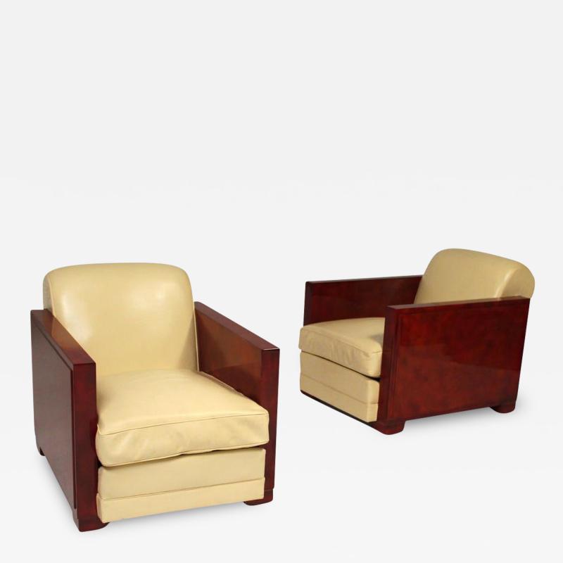 Maurice Jallot Art Deco Pair of Club Chairs by Maurice Jallot