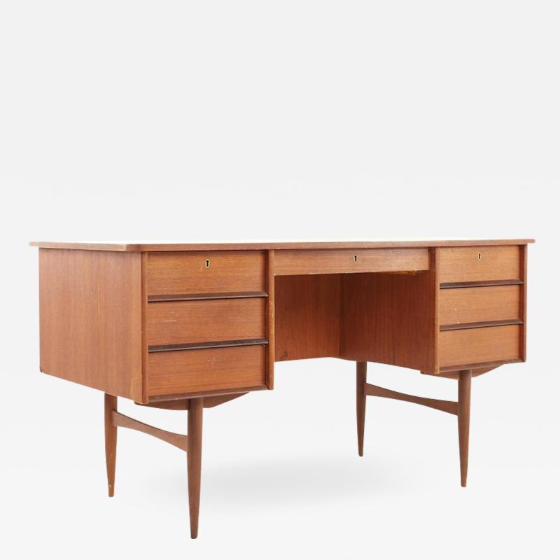 Maurice Villency Style Mid Century Teak Desk with Bookcase Front
