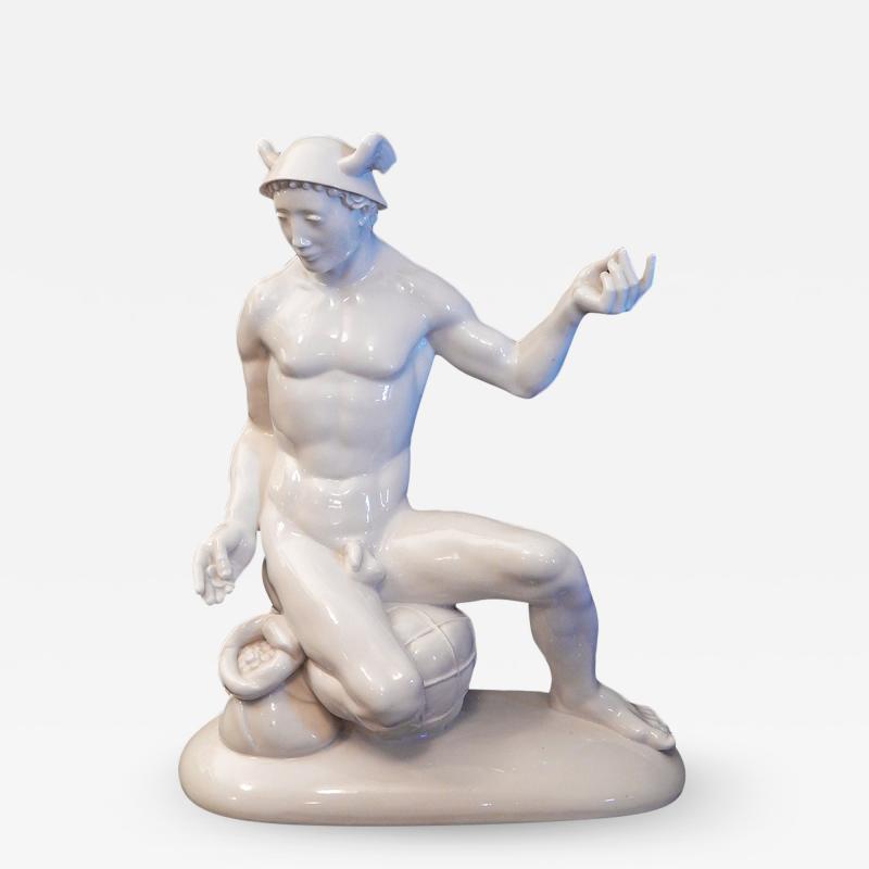 Mauritius Pfeiffer Nude Mercury God of Commerce by Mauritius Pfeiffer for Volkstedt porcelain
