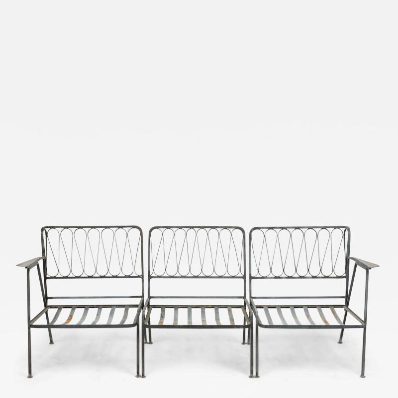 Maurizio Tempestini Maurizio Tempestini for Salterini Black Metal Ribbon 3 Piece Sectional Settee
