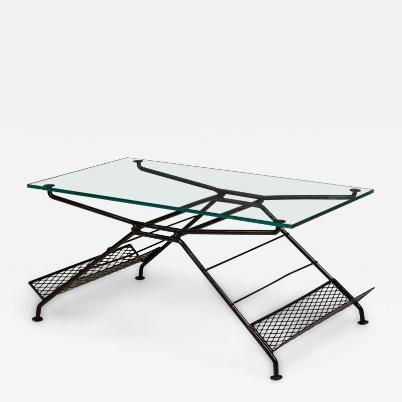 Maurizio Tempestini Maurizio Tempestini for Salterini Butterfly Form Metal Coffee Table with Magazin