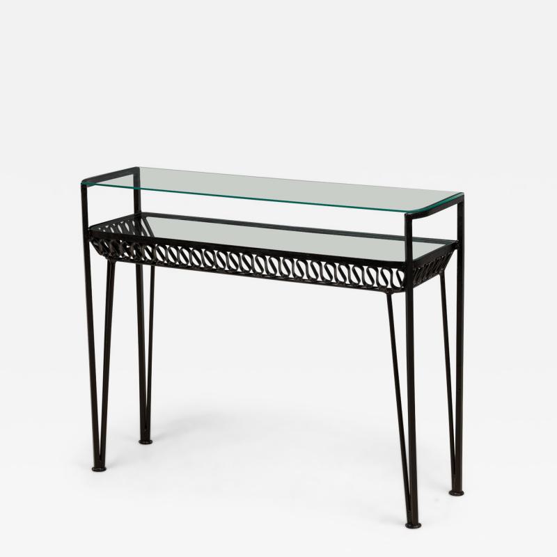 Maurizio Tempestini Maurizio Tempestini for Salterini Mid Century Black Metal Ribbon Console Table