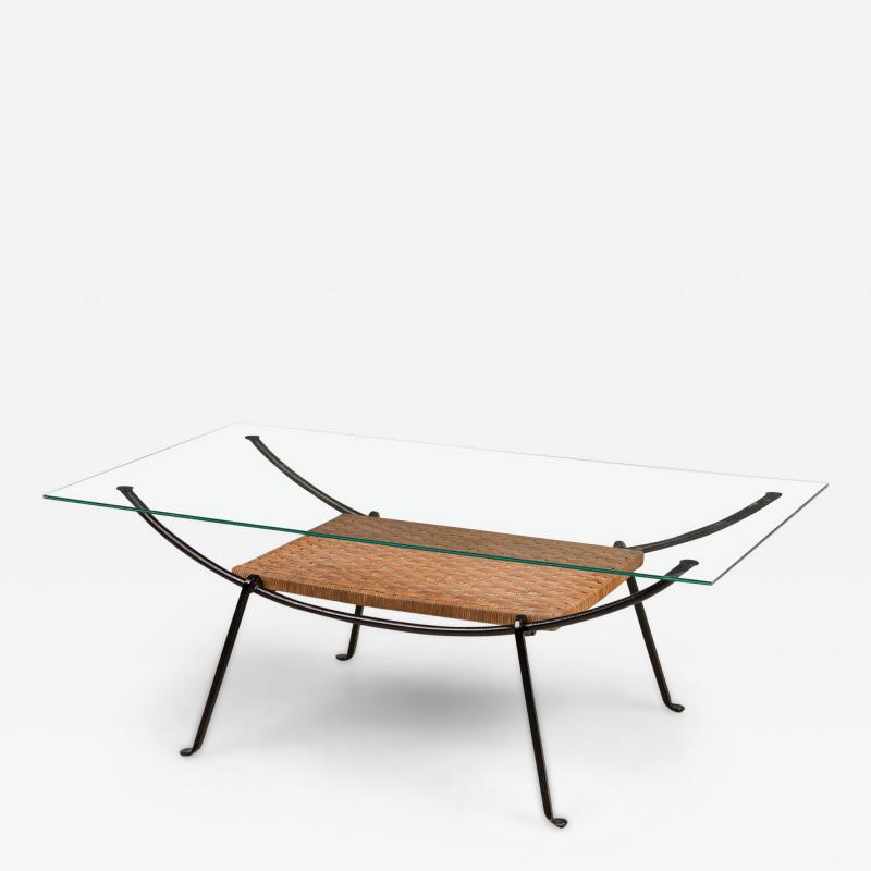 Maurizio Tempestini Maurizio Tempestini for Salterini Mid Century Curved Metal Coffee Table with Wov