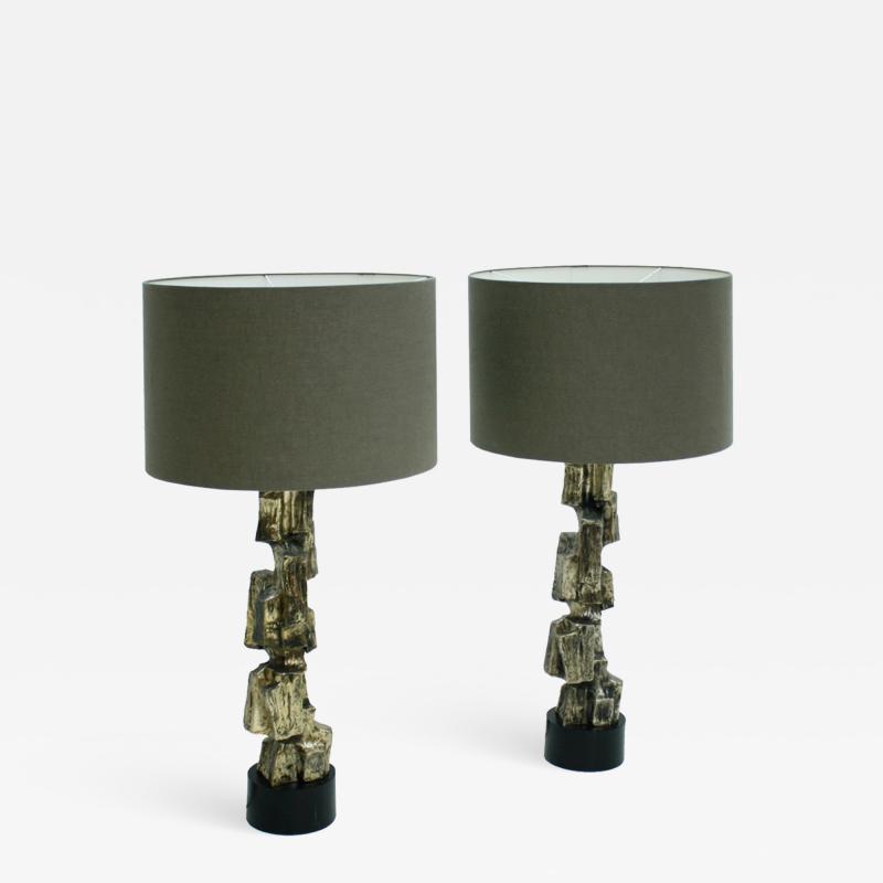 Maurizio Tempestini Mid Century Modern Designed by Maurizio Tempestini Pair of Brutalist Table lamps