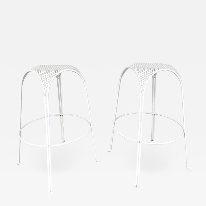 Maurizio Tempestini Pair of Bar Stools Metal Perforated by Maurizio Tempestini Italy 1950s