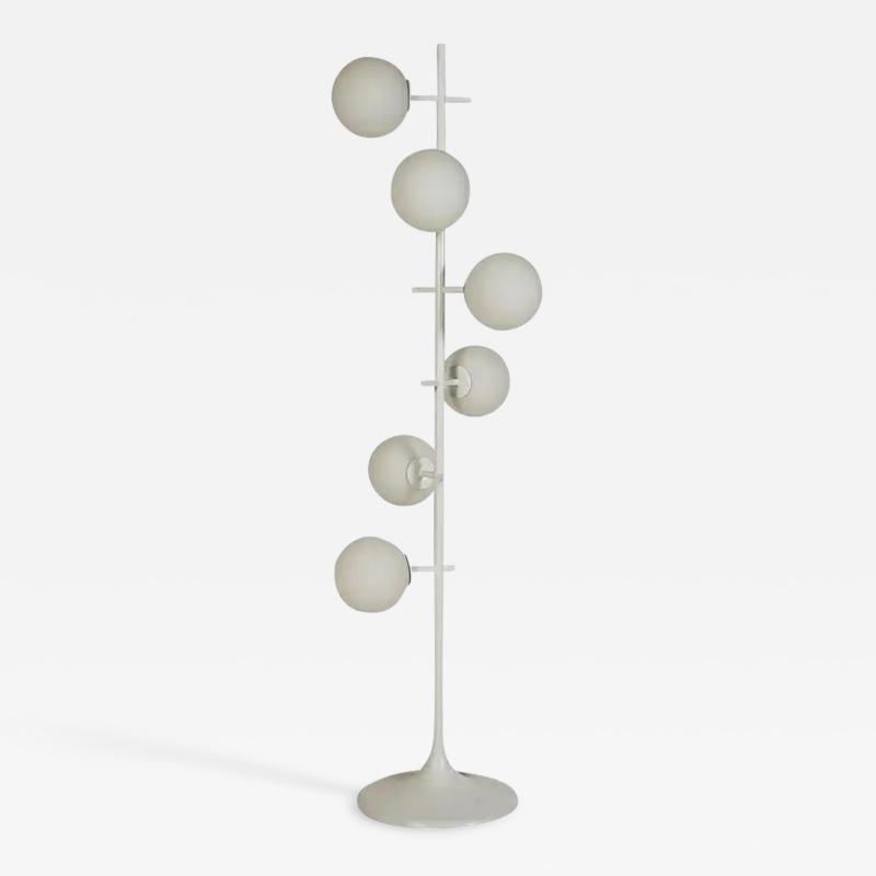 Max Bill Mid Century Modern White Ball Floor Lamp by Max Bill for Temde Switzerland