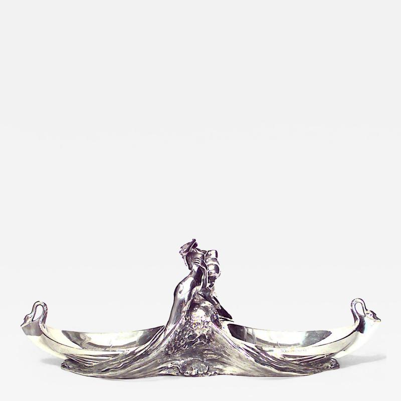 Max Blondat Max Blondat Art Nouveau Silver Plate Centerpiece with Female Figures