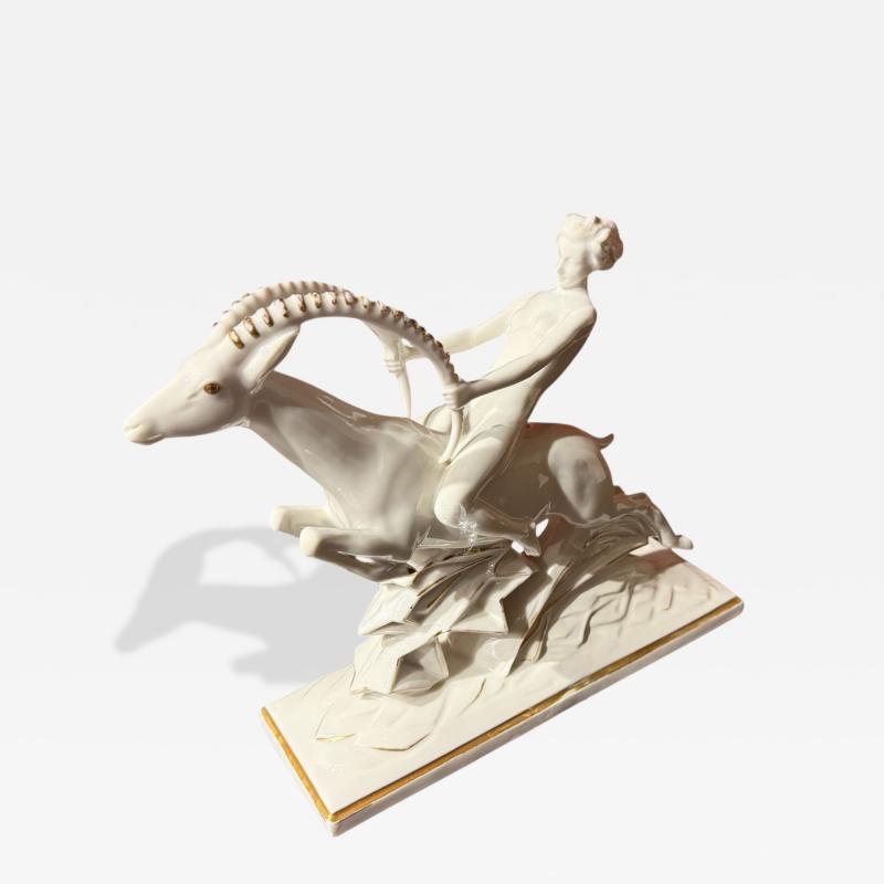 Max Fritz Gazelle Rider Art Deco Porcelain Sculpture Germany circa 1930
