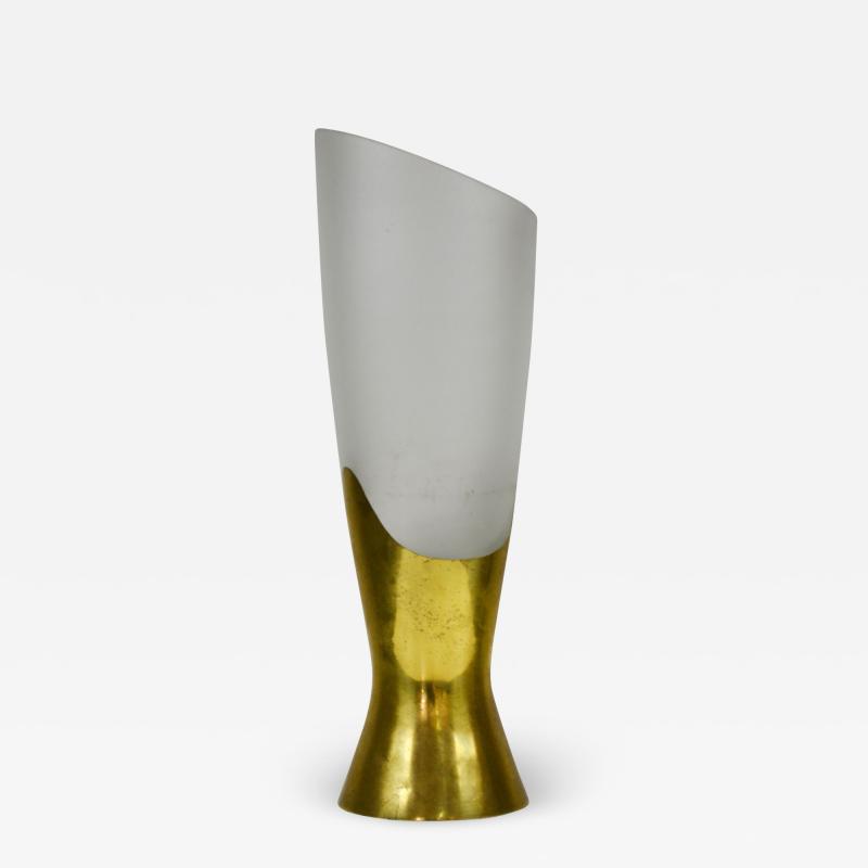 Max Ingrand 20th Century Max Ingrand Vase for Fontana Arte in Brass and Frosted Glass