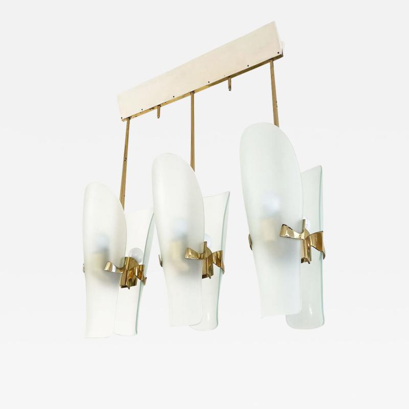 Max Ingrand Elongated Fontana Arte Chandelier Italy 1960s