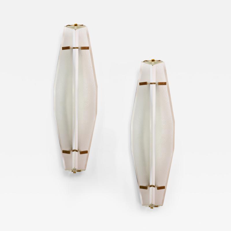 Max Ingrand Exceptional Monumental Pair of Max Ingrand Sconces for Fontana Arte