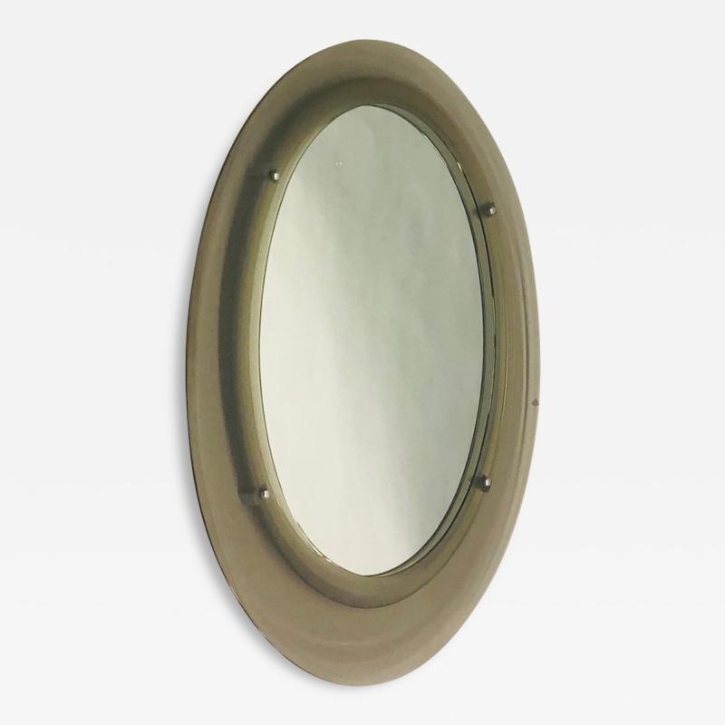Max Ingrand Italian Midcentury Ovoid Gray Glass Mirror Attr Max Ingrand for Fontana Arte