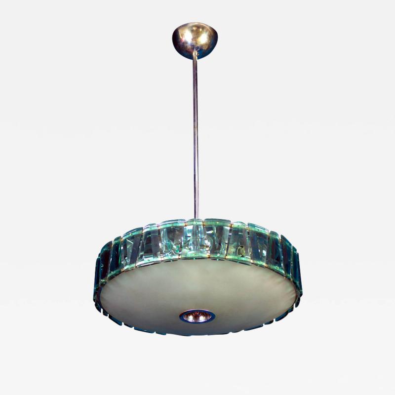Max Ingrand Max Ingrand for Fontana Arte Attributed Round Crystal Chandelier 1940