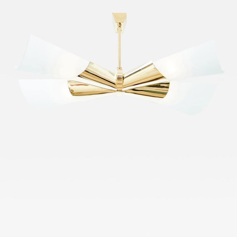 Max Ingrand Max Ingrand for Fontana Arte brass opalin glass chandelier 1955