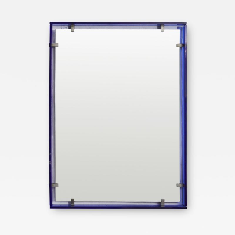 Max Ingrand Mirror with cobalt blue surround by Max Ingrand for Fontana Arte 