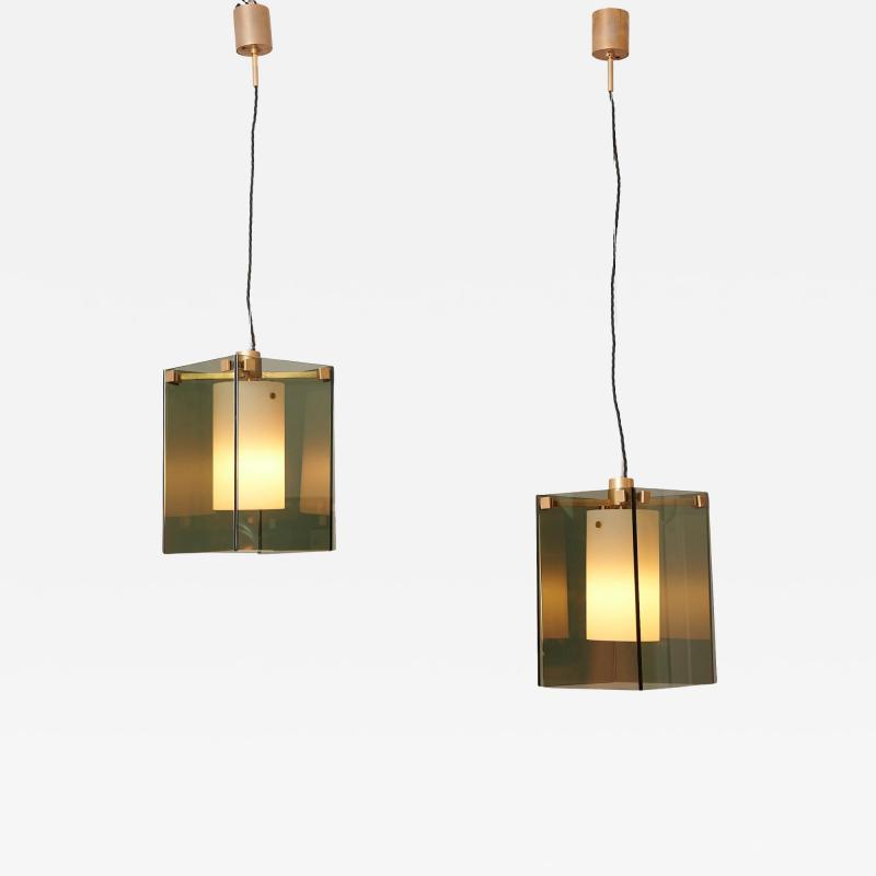 Max Ingrand Pair Max Ingrand for Fontana Arte Model 2211 pendants Italy c1960