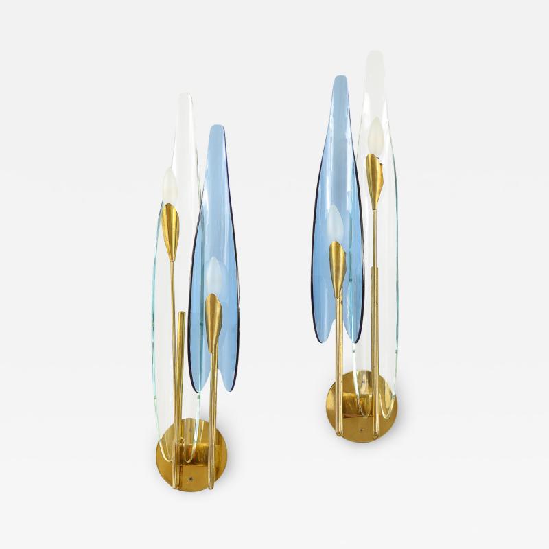 Max Ingrand Pair of Dahlia Sconces by Max Ingrand for Fontana Arte