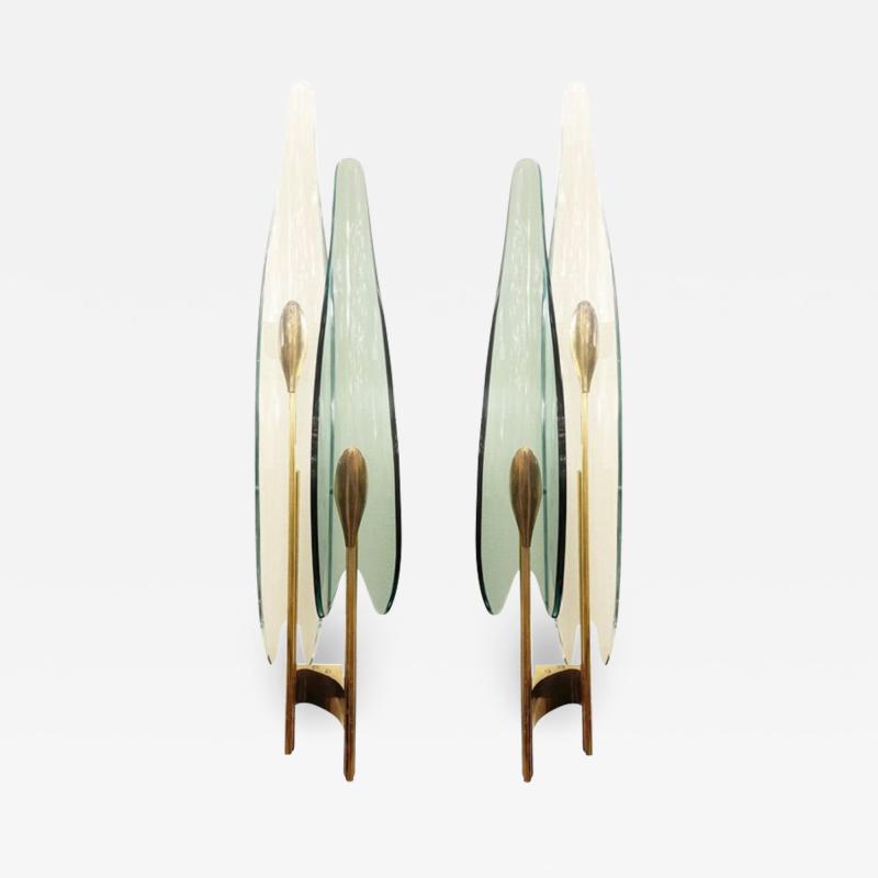 Max Ingrand Pair of Green Dalia Sconces by Max Ingrand for Fontana Arte