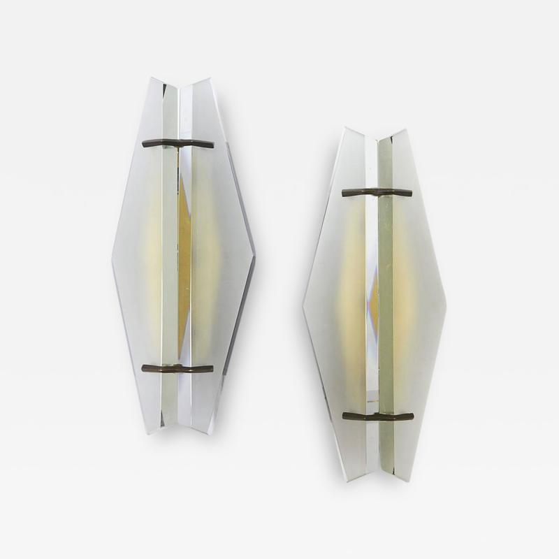 Max Ingrand Pair of Italian Mid Century Sconces Attributed to Max Ingrand for Fontana Arte