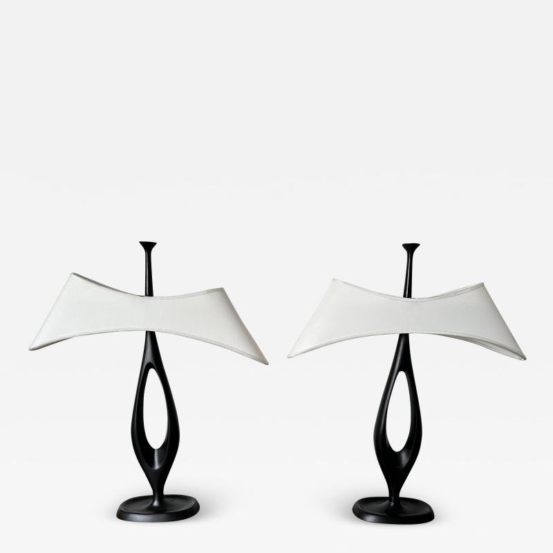 Max Ingrand Pair of Lamps Cast Metal by Max Ingrand for Fontana Arte Italy 1950s