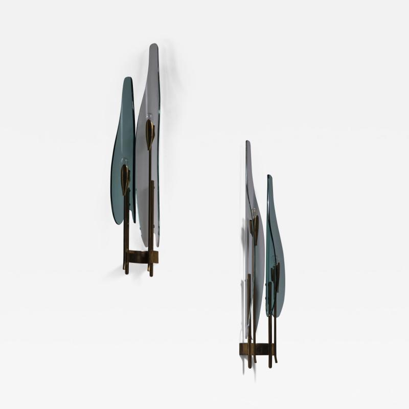 Max Ingrand Pair of Max Ingrand for Fontana Arte wall lamps