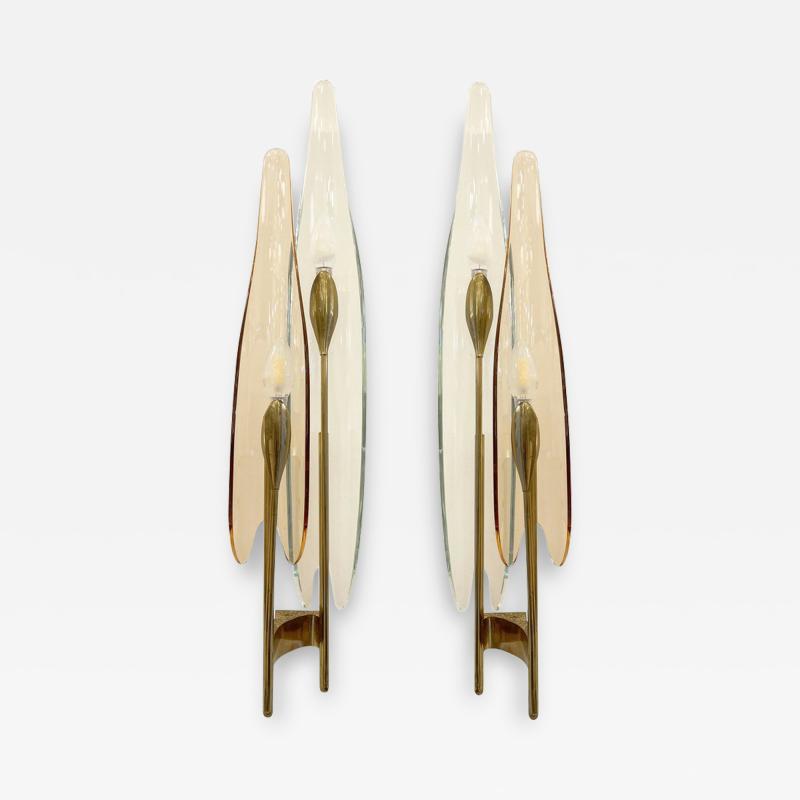 Max Ingrand Pair of Rose Dalia Sconces by Max Ingrand for Fontana Arte