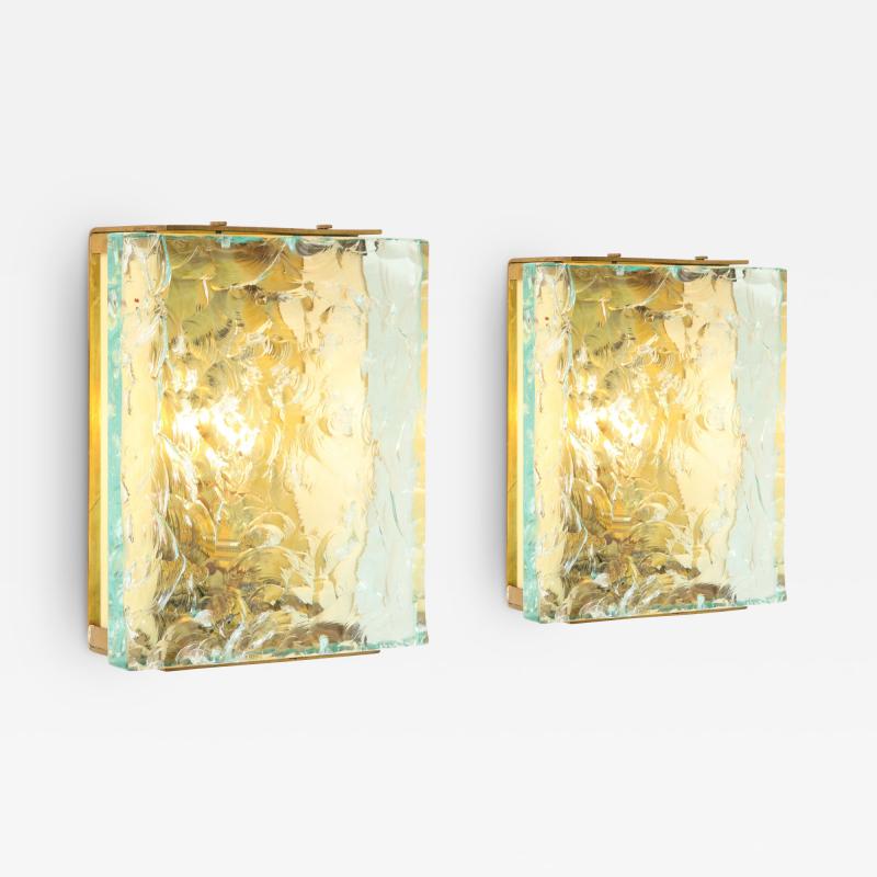 Max Ingrand Rare Pair of Chiseled Glass Sconces Model 2311 by Max Ingrand