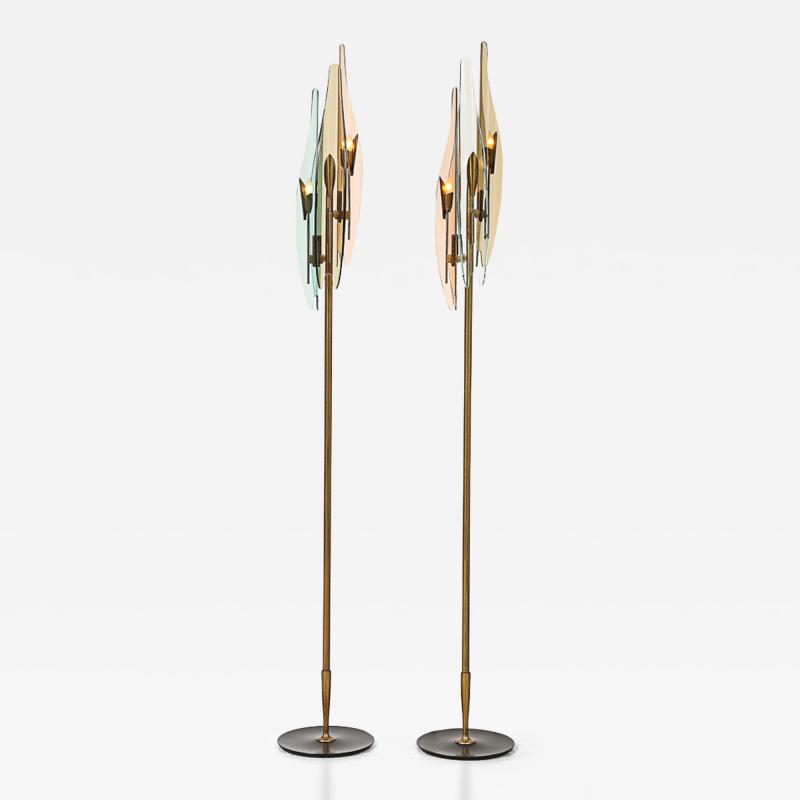 Max Ingrand Rare Pair of Dahlia Floor Lamps by Max Ingrand for Fontana Arte