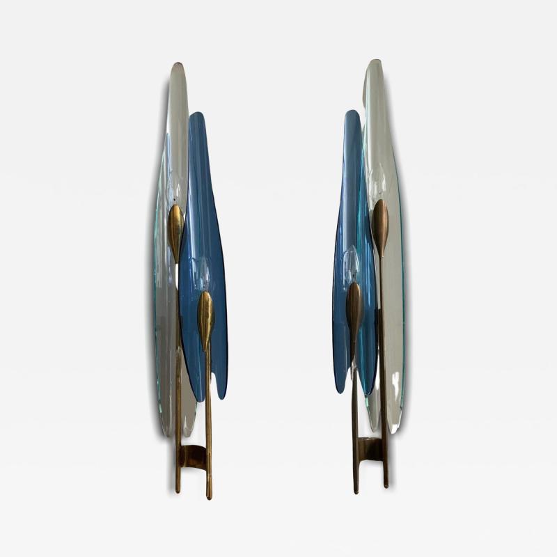 Max Ingrand Rare Pair of Max Ingrand Sconces for Fontana Arte Model 1461 Dahlia