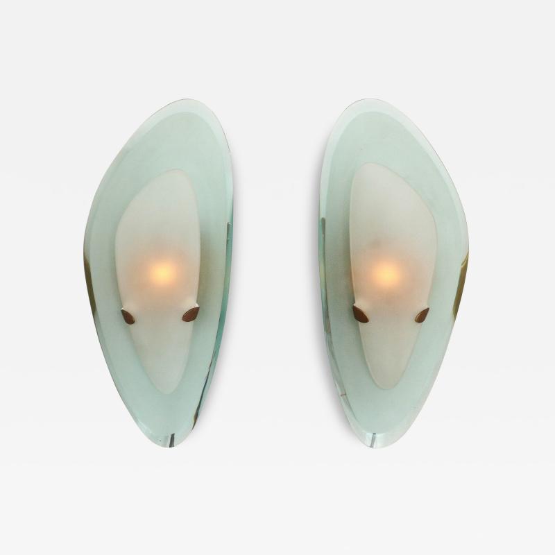 Max Ingrand Rare Pair of Sconces in Glass and Brass