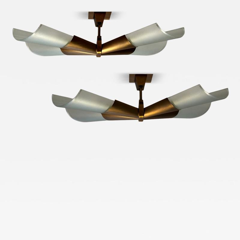 Max Ingrand Rare Pair of X Form Flush Mount by Max Ingrand for Fontana Arte