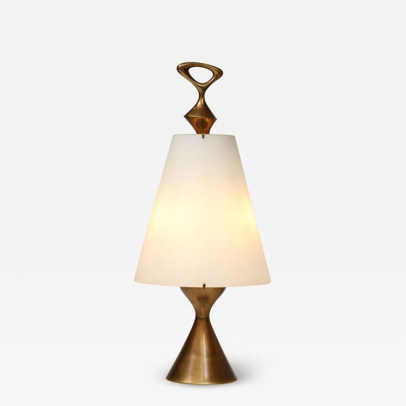 Max Ingrand Rare Sculptural Table Lamp in Opaline Glass and Gilt Brass by Max ingrand