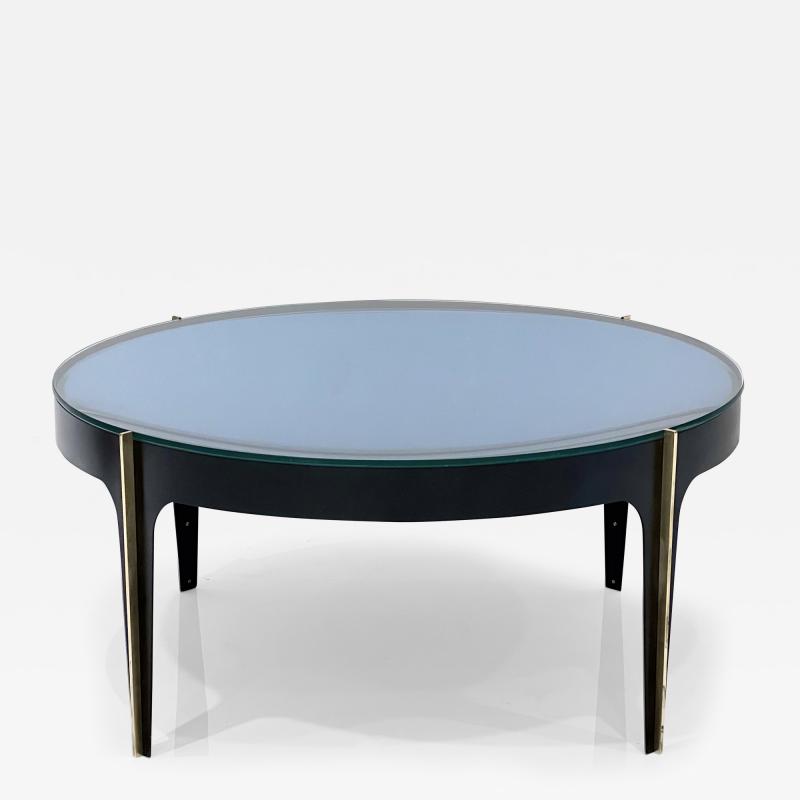 Max Ingrand Style Blue Optical Glass Cocktail Table