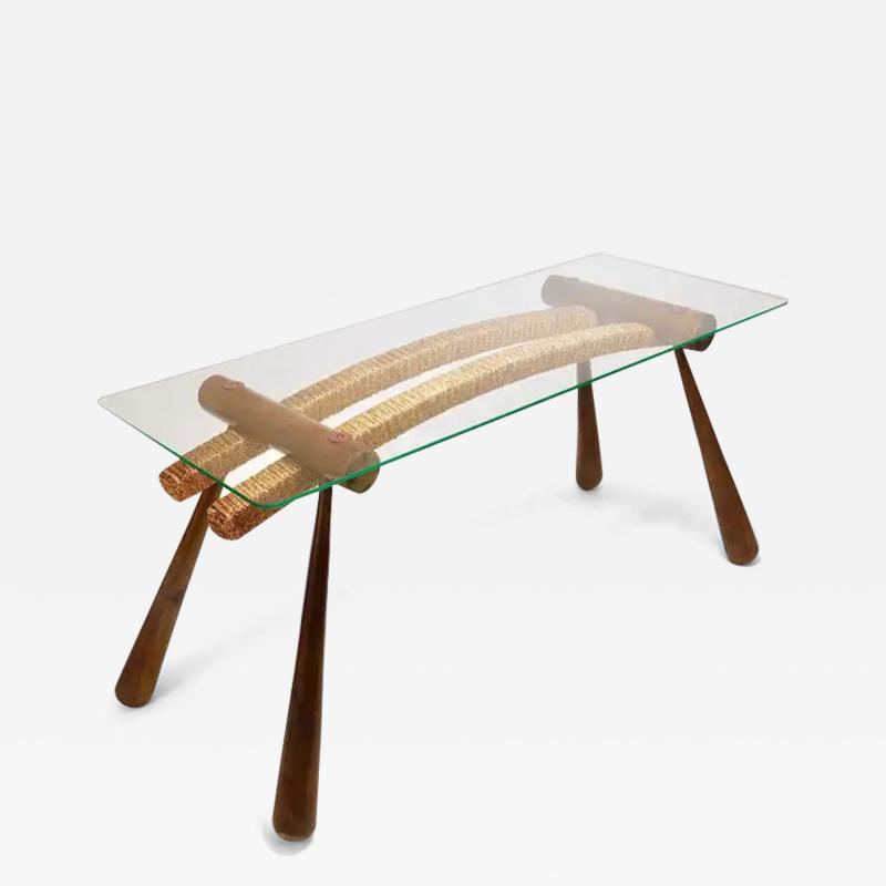 Max Kment Max Kment Mid Century Coffee Occasional Side Table Maple Rope Austria 1950s