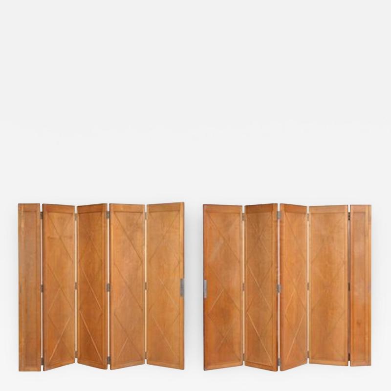 Maxime Old Elegant Pair of Sycamore Folding Screens by Maxime Old