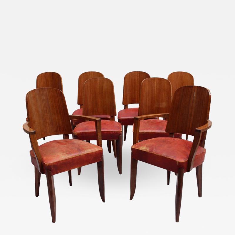 Maxime Old SET OF EIGHT FRENCH ART DECO PALISSANDER CHAIRS BY MAXIME OLD