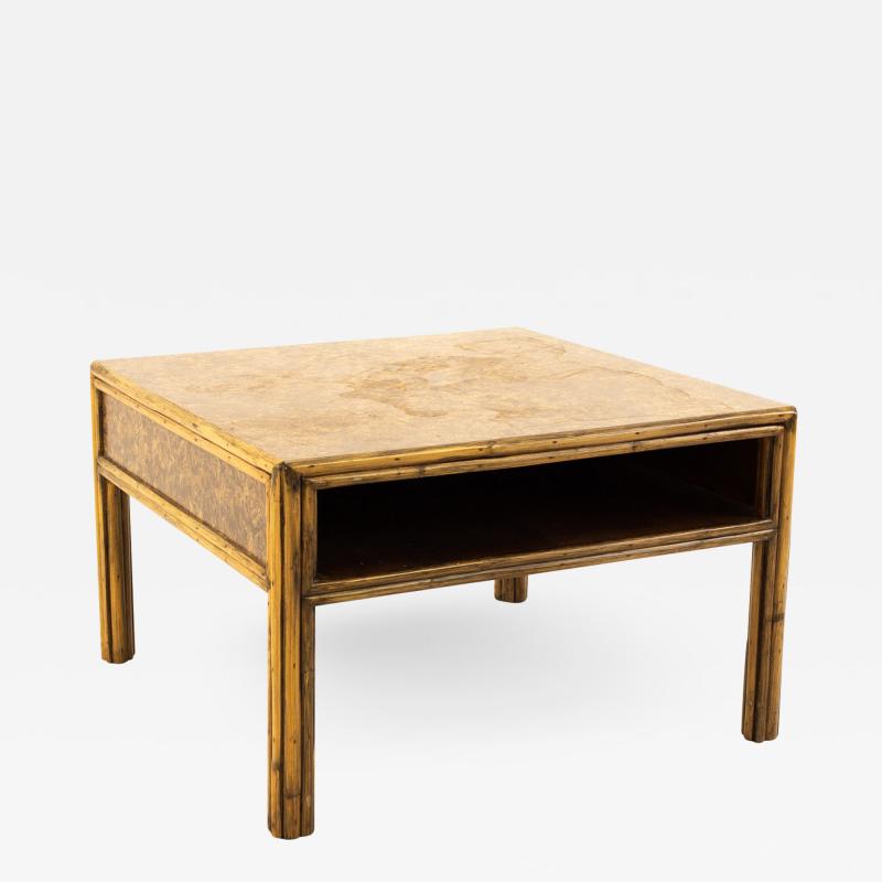 McGuire Mid Century Bamboo Burled Laminate Side End Table