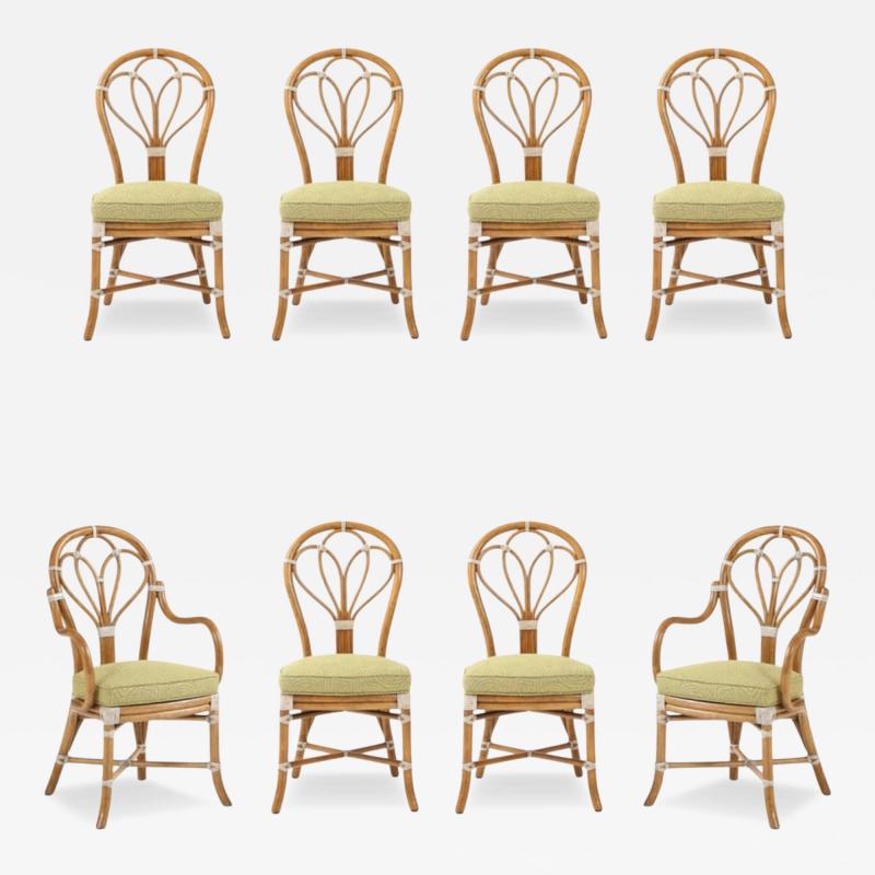 McGuire San Francisco Rattan With Rawhide Dining Chairs Set Of 8